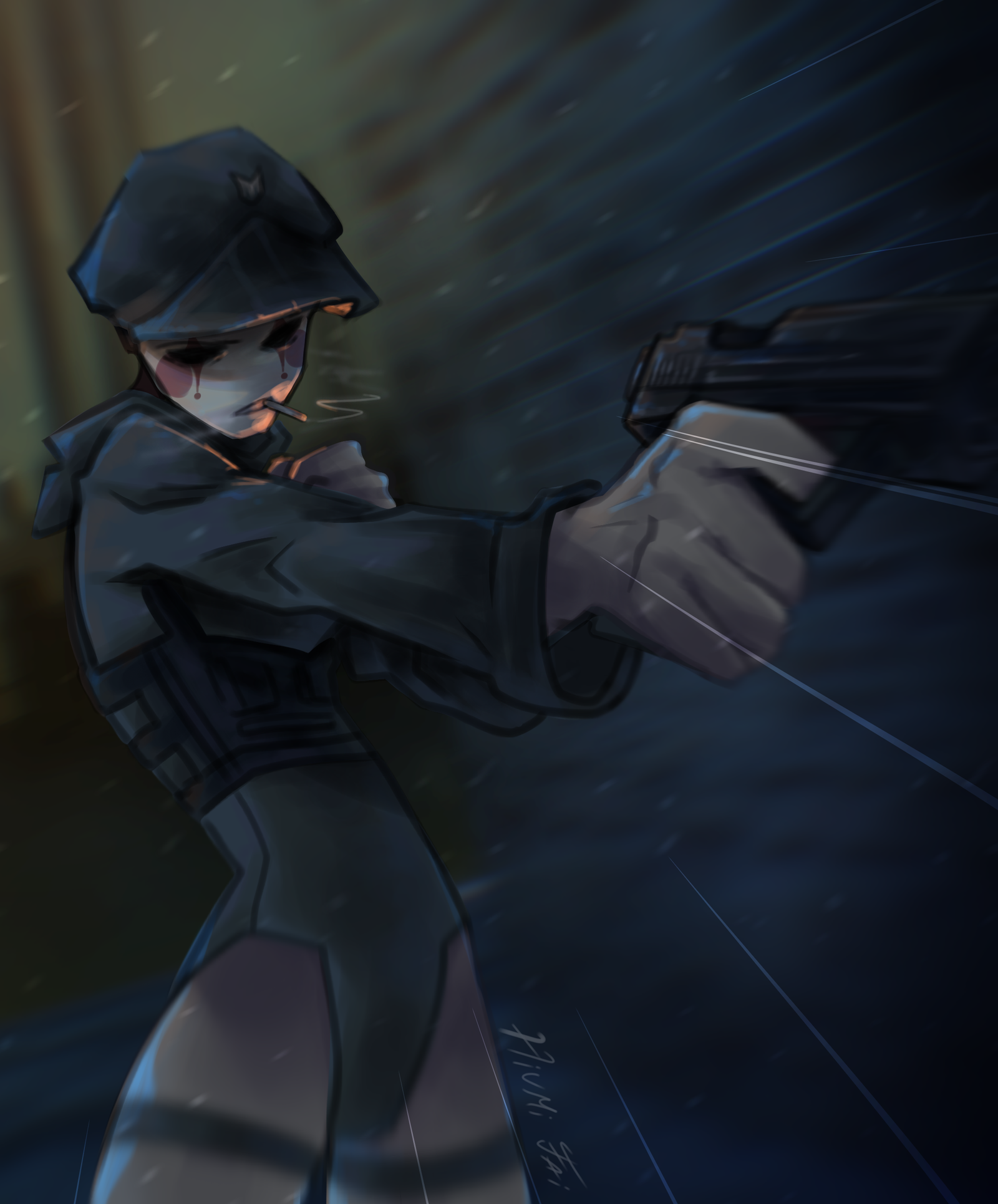 Arte digital con personaje y ambiente dreamcore, por Hiumi